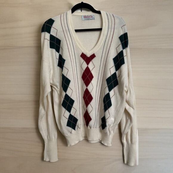 J.M. Inerney Argyle 100% Cotton Sweater Made in Scotland SIze 112/44 - Picture 1 of 11